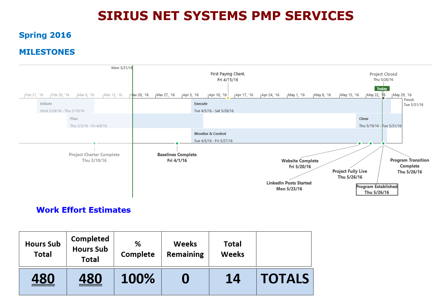 Project Milestones