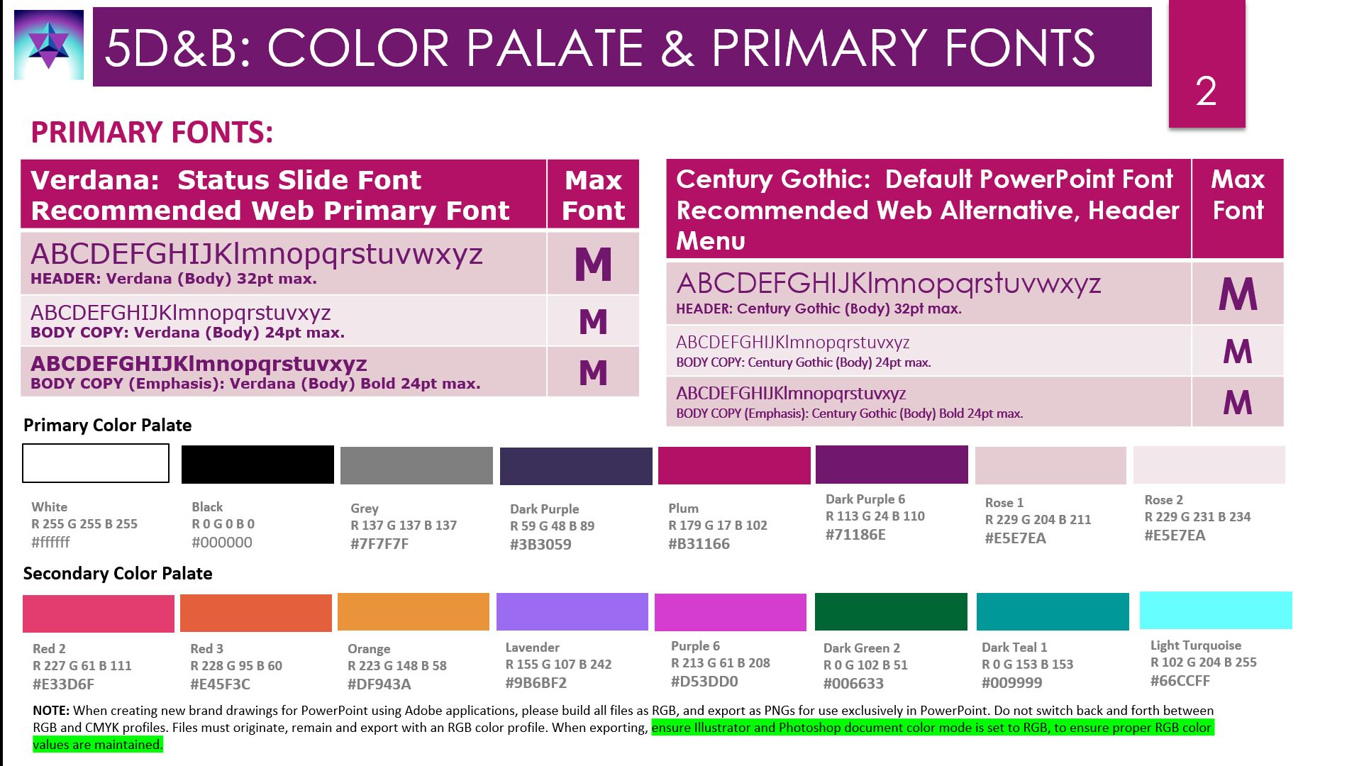5D&B_COLOR PALATE & PRIMARY FONTS_Image