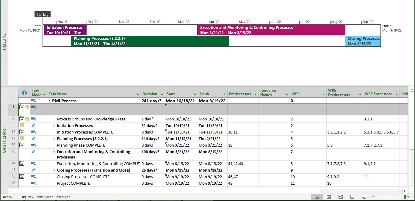 Example Workflow and PMI Processes